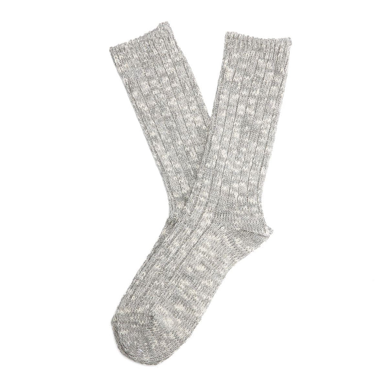 Anonymous Ism Lightweight Slub Crew Cotton Men's Grey Calf High Socks