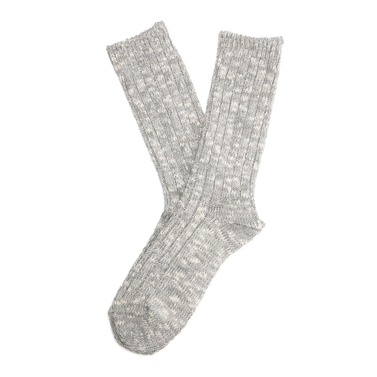 Anonymous Ism Lightweight Slub Crew Cotton Men's Grey Calf High Socks