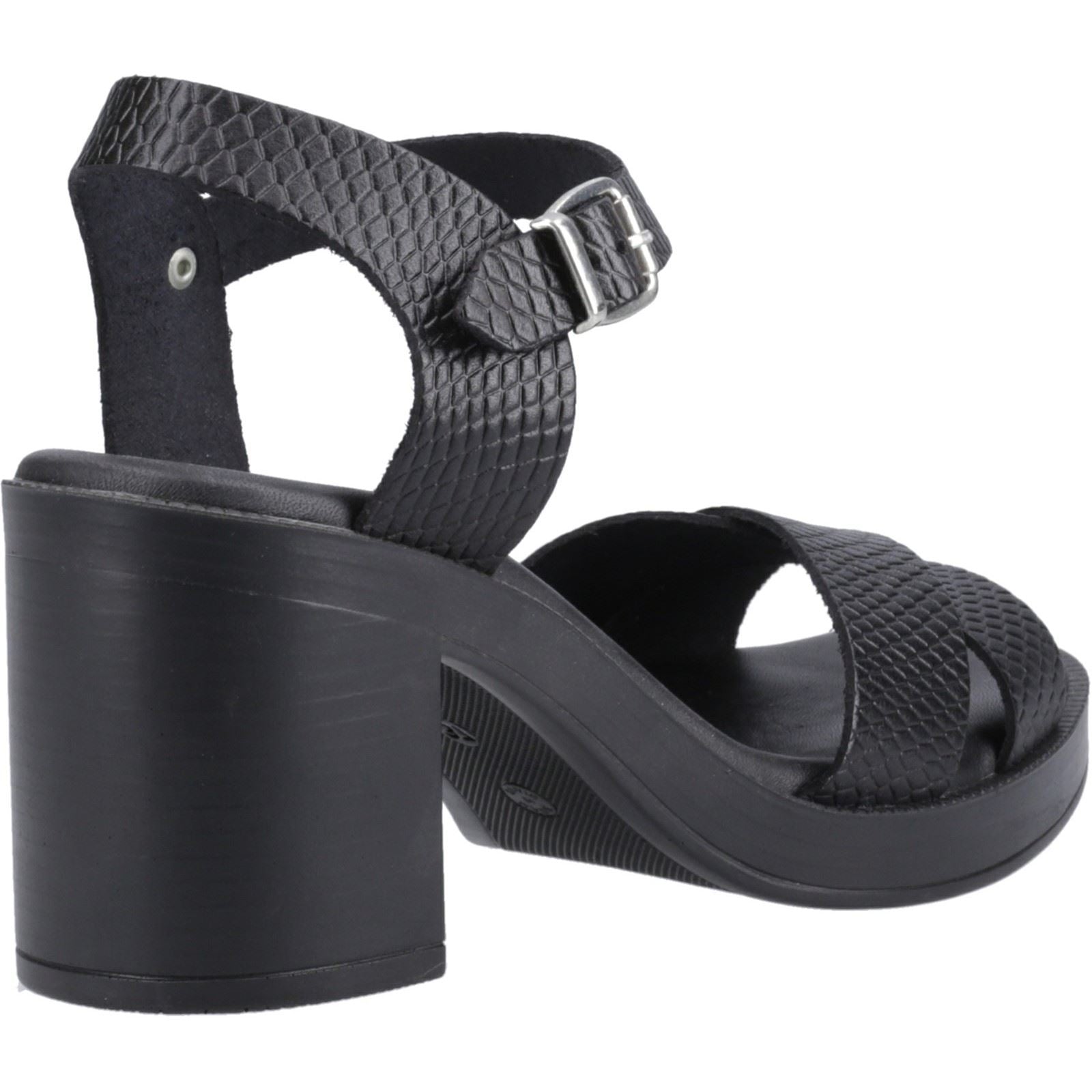 Hush Puppies Georgia Leather Women's Black/Snake Heels