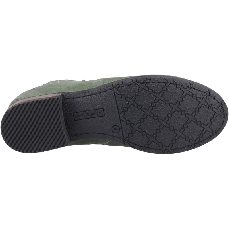 Hush Puppies Edith Leather Women's Green Flat Chelsea Boots