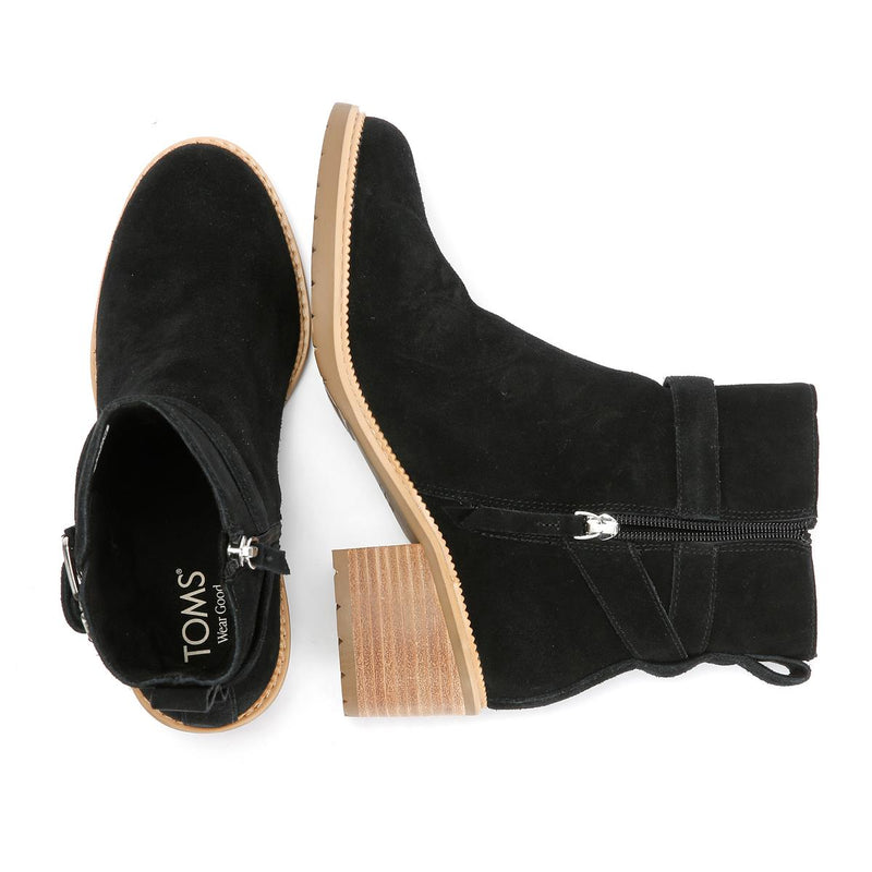 TOMS Hailey Buckle Suede Women's Black Boots
