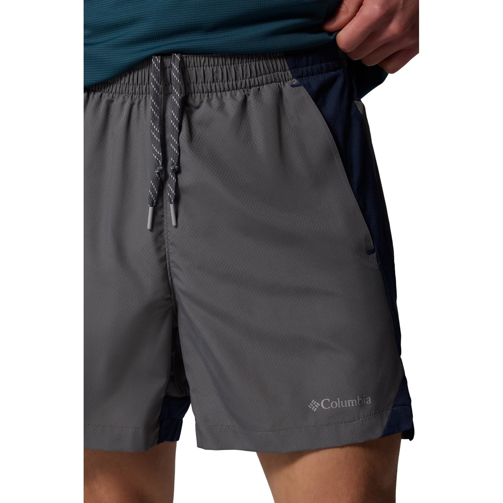 Columbia Three Pitch Polyester Men's Grey Activewear Shorts