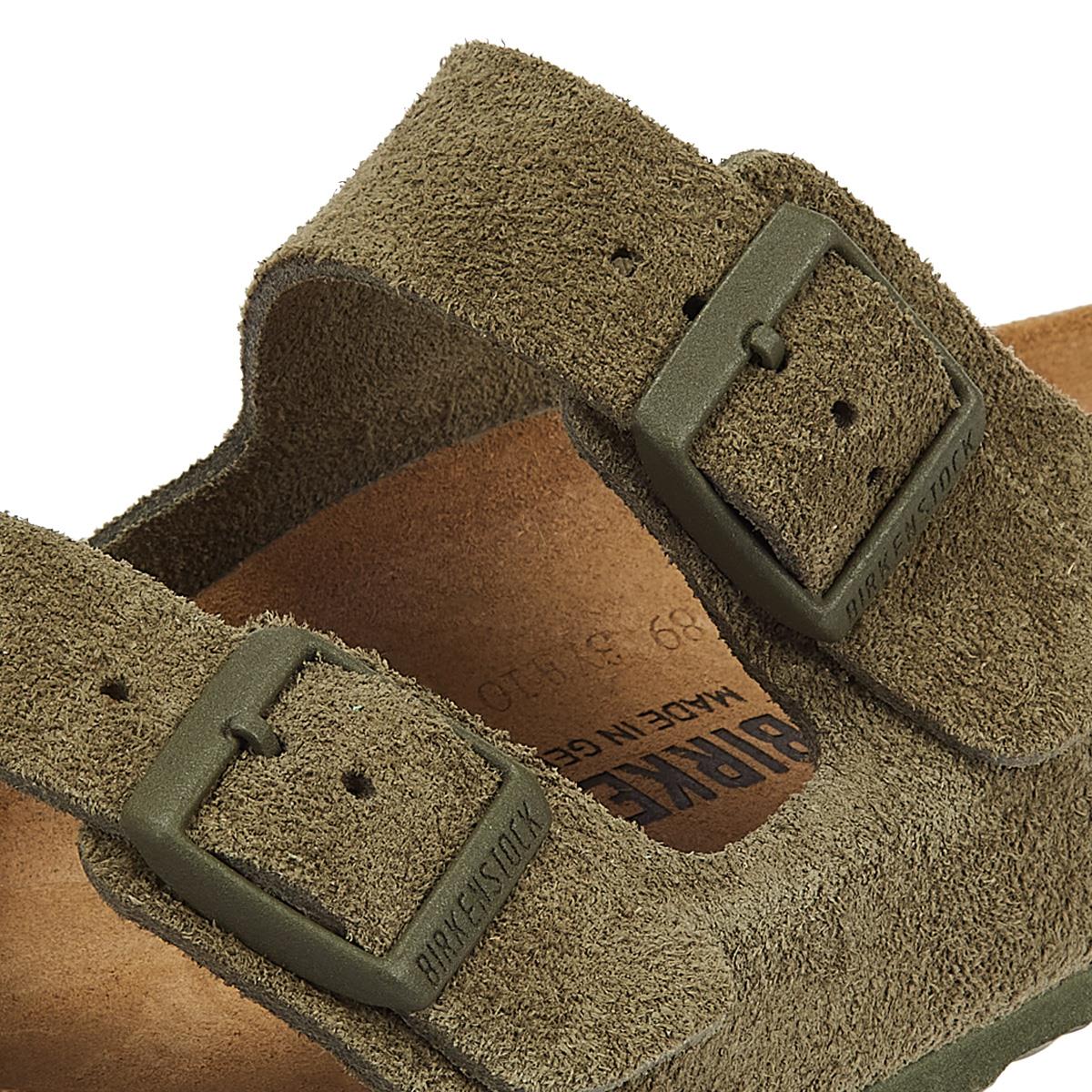 Birkenstock Arizona Suede Leather Thyme Khaki Sandals