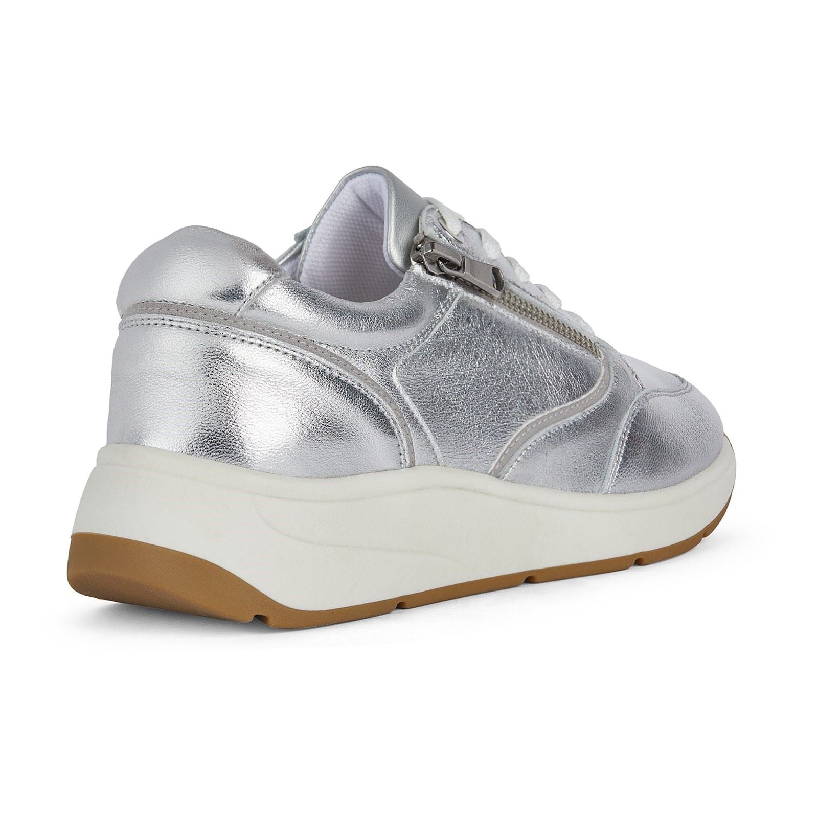 Geox D Cristael E Faux Leather Women's Silver Sneakers