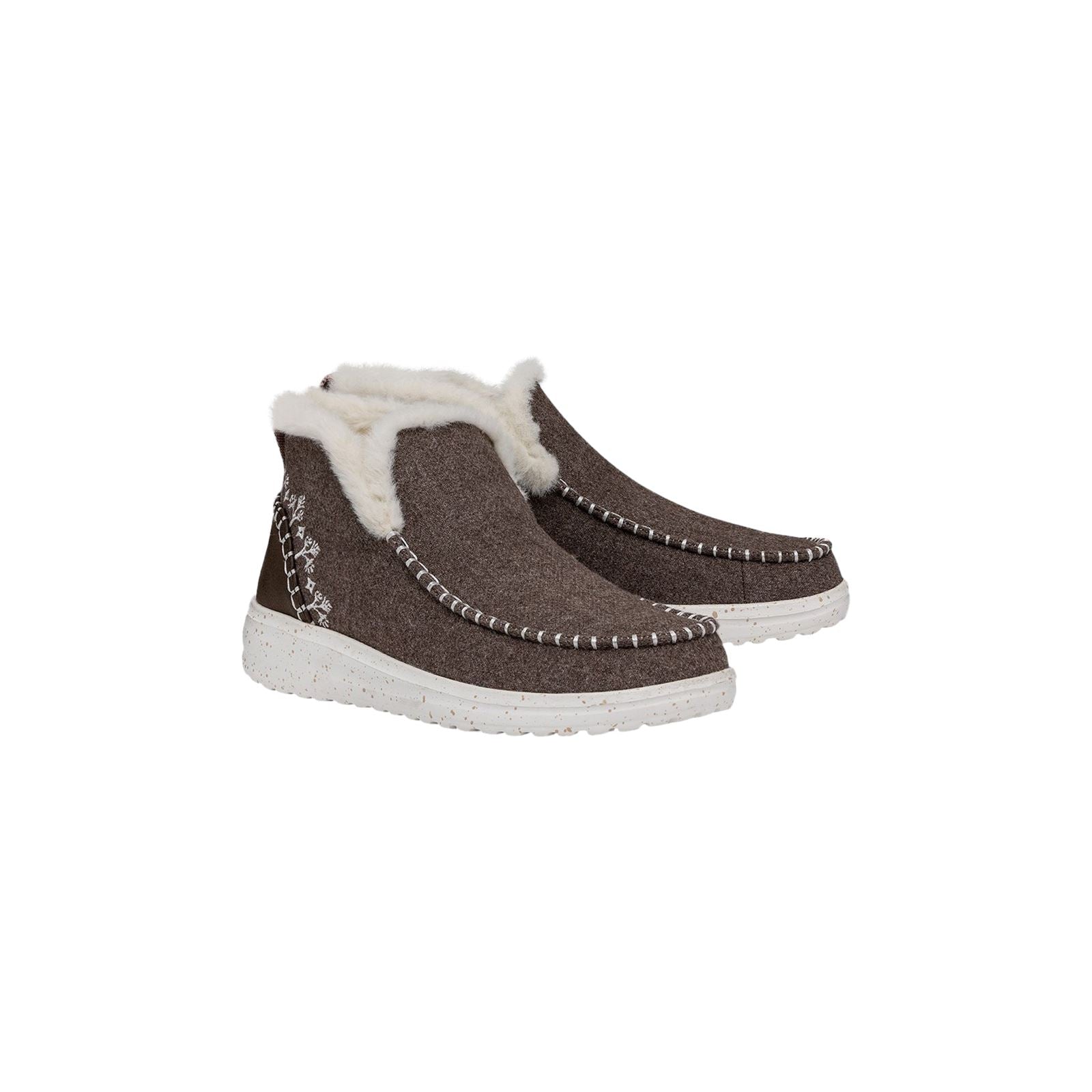 HEYDUDE Denny Wool Faux Shearling Synthetic Women's Walnut Boots