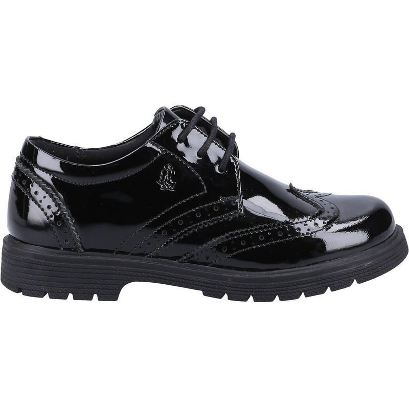 Hush Puppies Sally Youth Girls Black Patent Leather Brogues