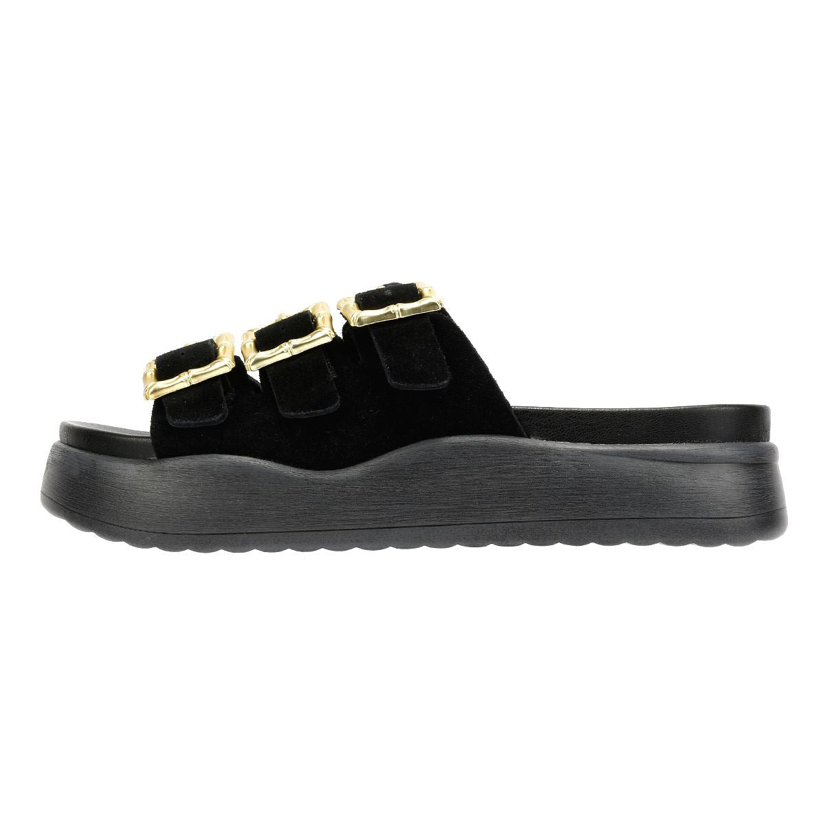 Desert Fleur Gypsum Tennesee Suede Women's Black Sandals