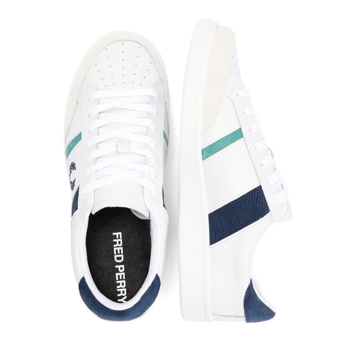 Fred Perry B725 Leather Suede Men's White/Navy/Mint Sneakers
