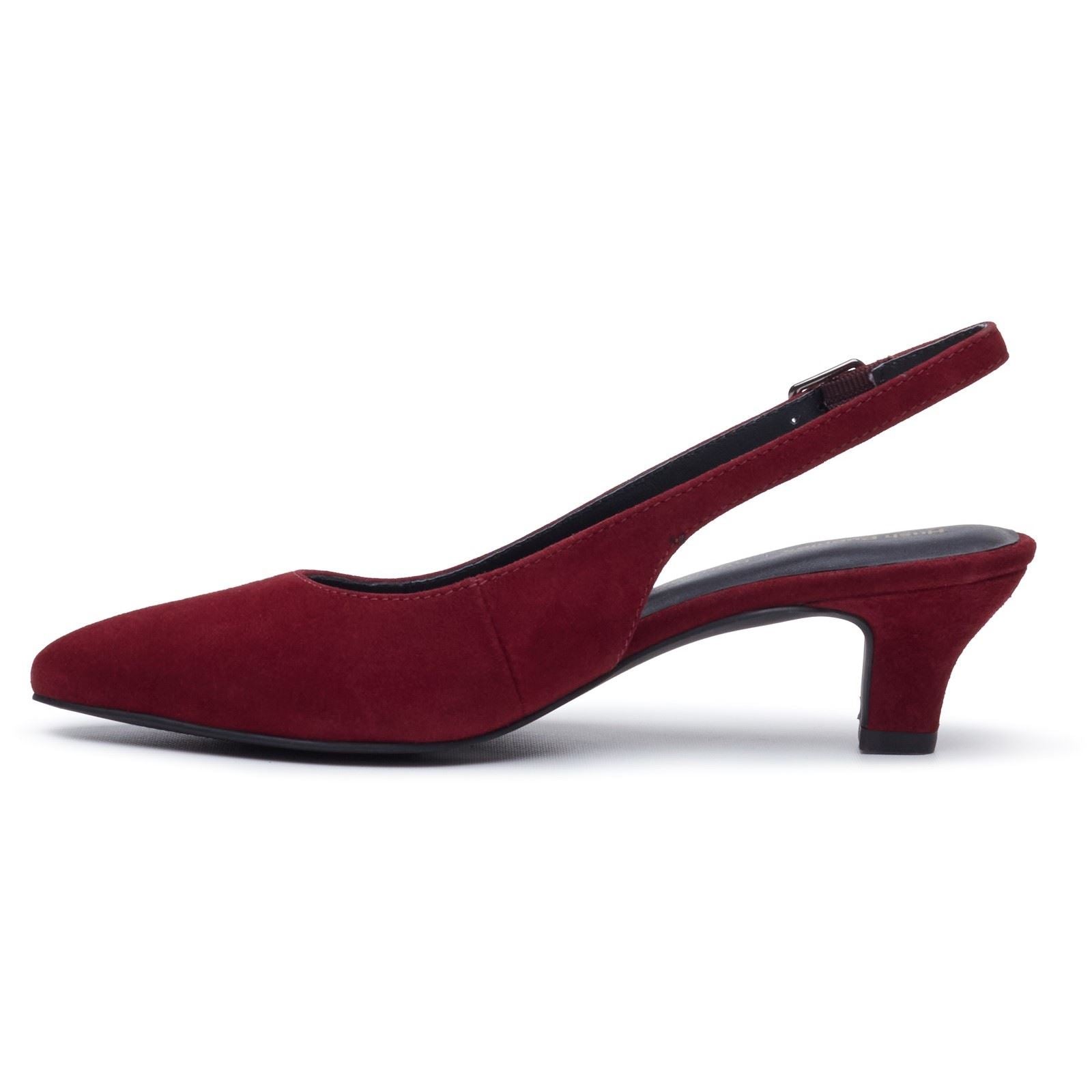 Hush Puppies Nahla Buckle Kitten Heel Women's Bordeaux Pointy Slingback Shoes