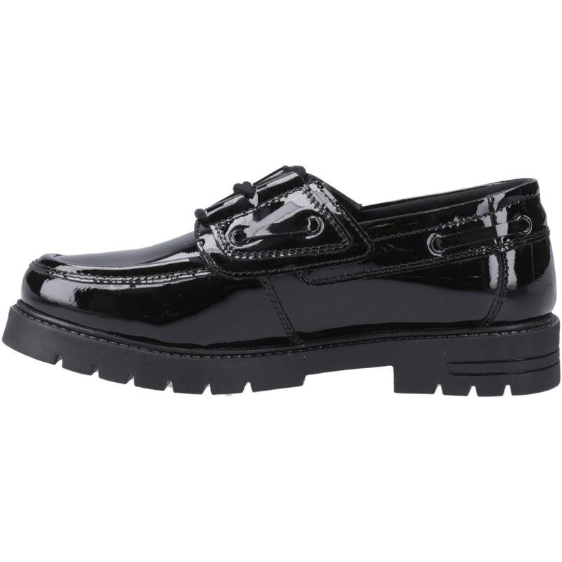 Hush Puppies Lucy Leather Girls's Black Boat Shoes