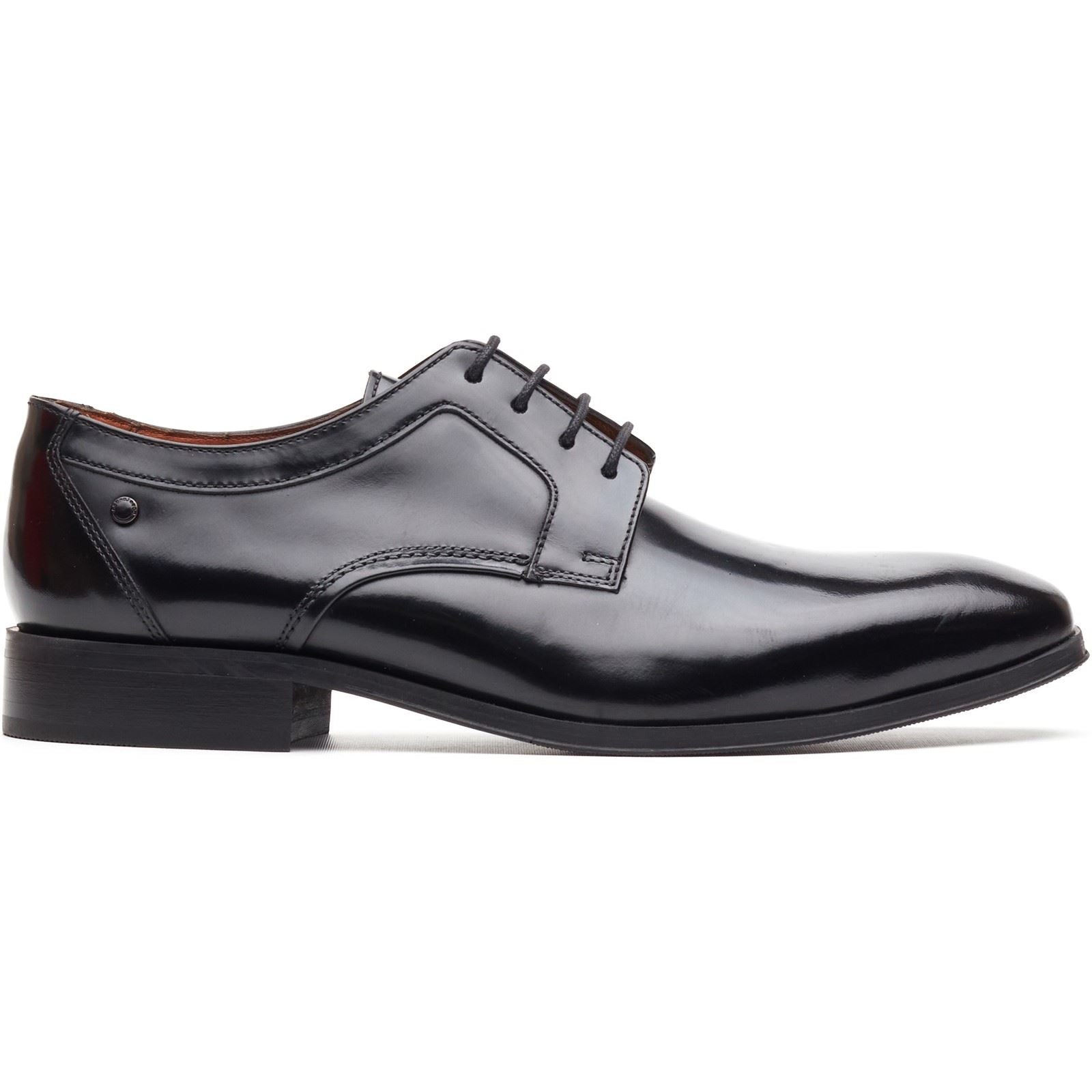 Base London Dome Lace Up Leather Men's Hi Shine Black Lace-Up Shoes