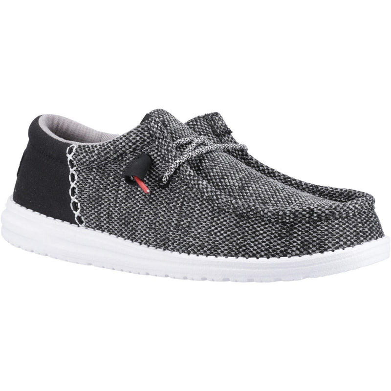 HEYDUDE Wally Funk Open Mesh Synthetic/Spandex/Cotton Men's Black/White Boat Shoes