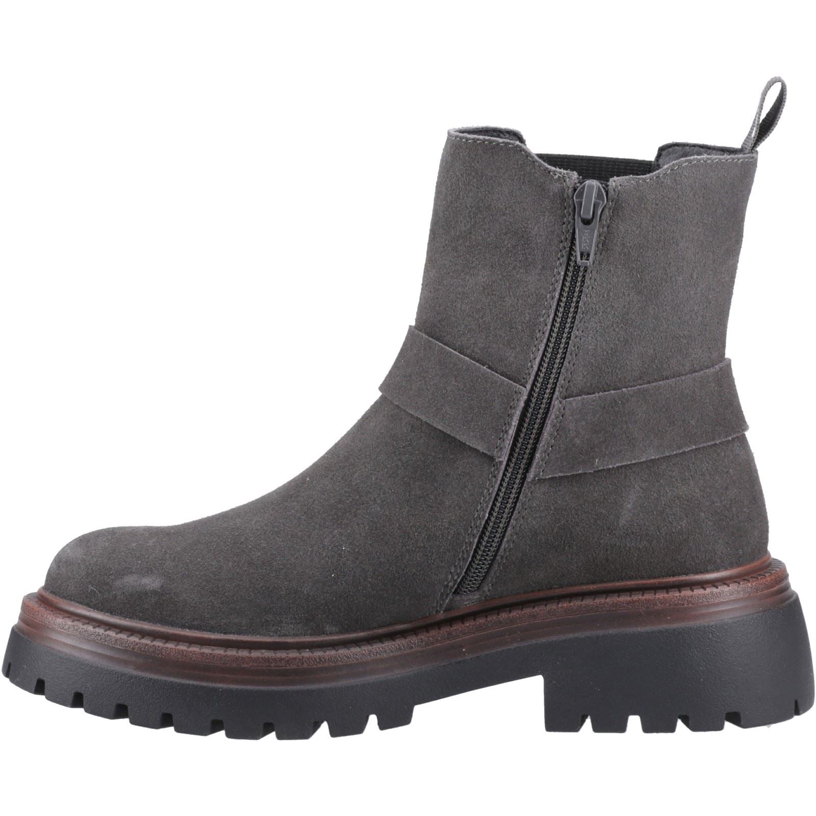 Hush Puppies Raye Suede Women's Charcoal Flat Chelsea Boots