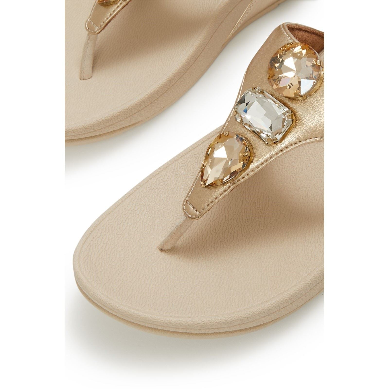 Fitflop Lulu Ultra-Jewel Toe-Post Polyurethane Women's Platino Sandals