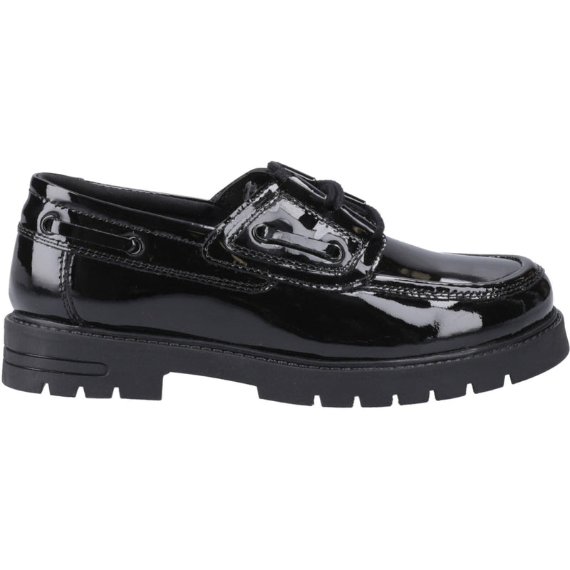 Hush Puppies Lucy Leather Girls's Black Boat Shoes