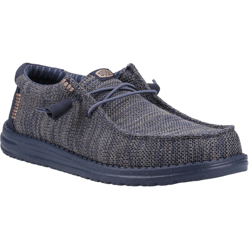 HEYDUDE Wally Stretch Mesh Synthetic Men's Navy Blazer Moccasins Shoes