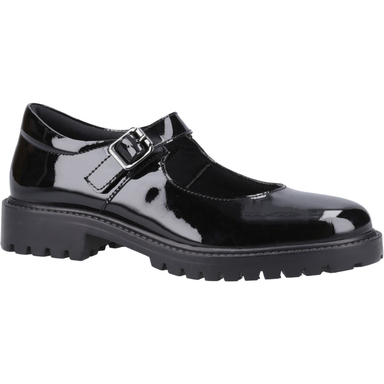 Hush Puppies Aurora Patent Senior Leather Girls's Black Shoes