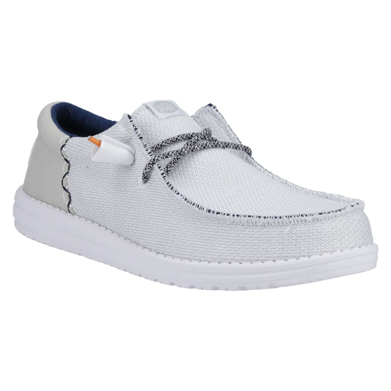 HEYDUDE Wally Funk Open Mesh Synthetic/Spandex/Cotton Men's White Boat Shoes
