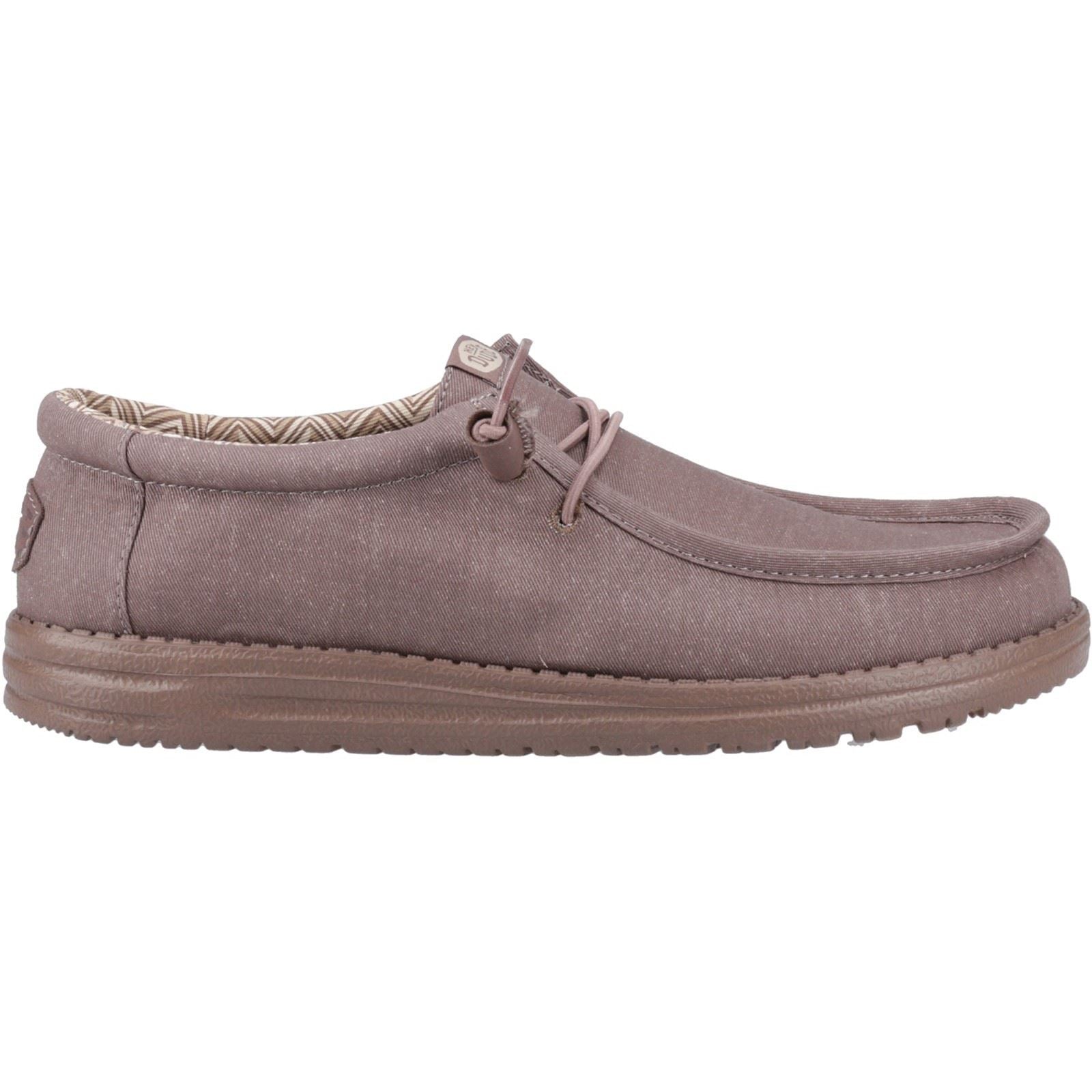 HEYDUDE Wally Stretch Canvas Cotton Men's Deep Taupe Moccasins Shoes