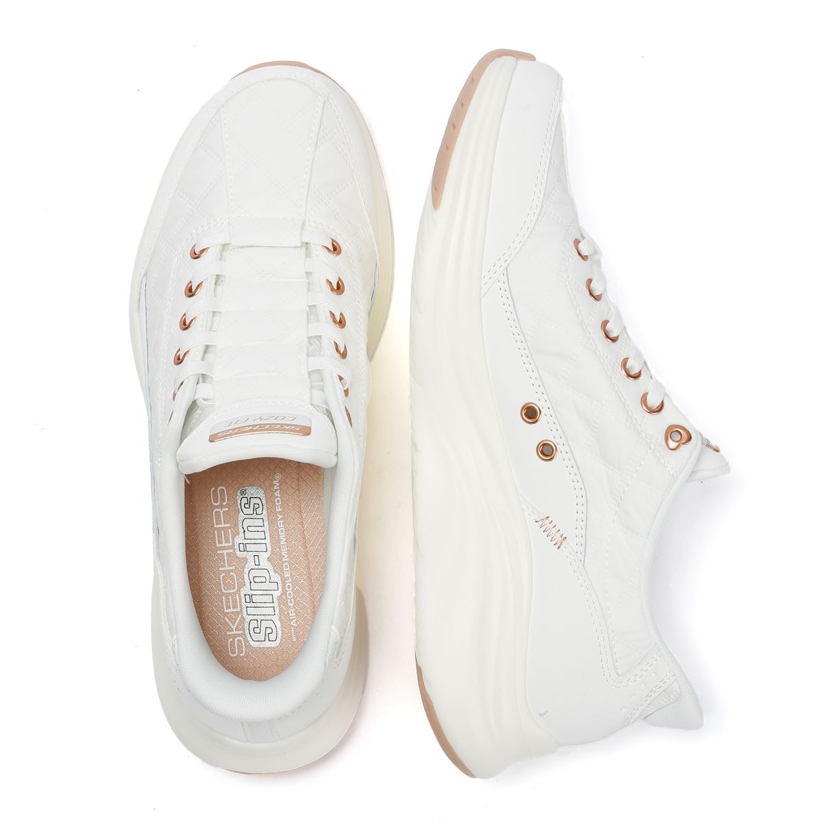 Skechers Slip-Ins Contour Foam Cozy Fit Women's White Sneakers