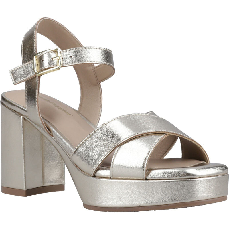 Hush Puppies Ophelia Leather Heel Suede Women's Gold Sandals