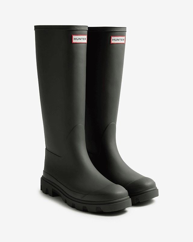 Hunter Downpour Tall Rubber Women's Olive Wellington Boots