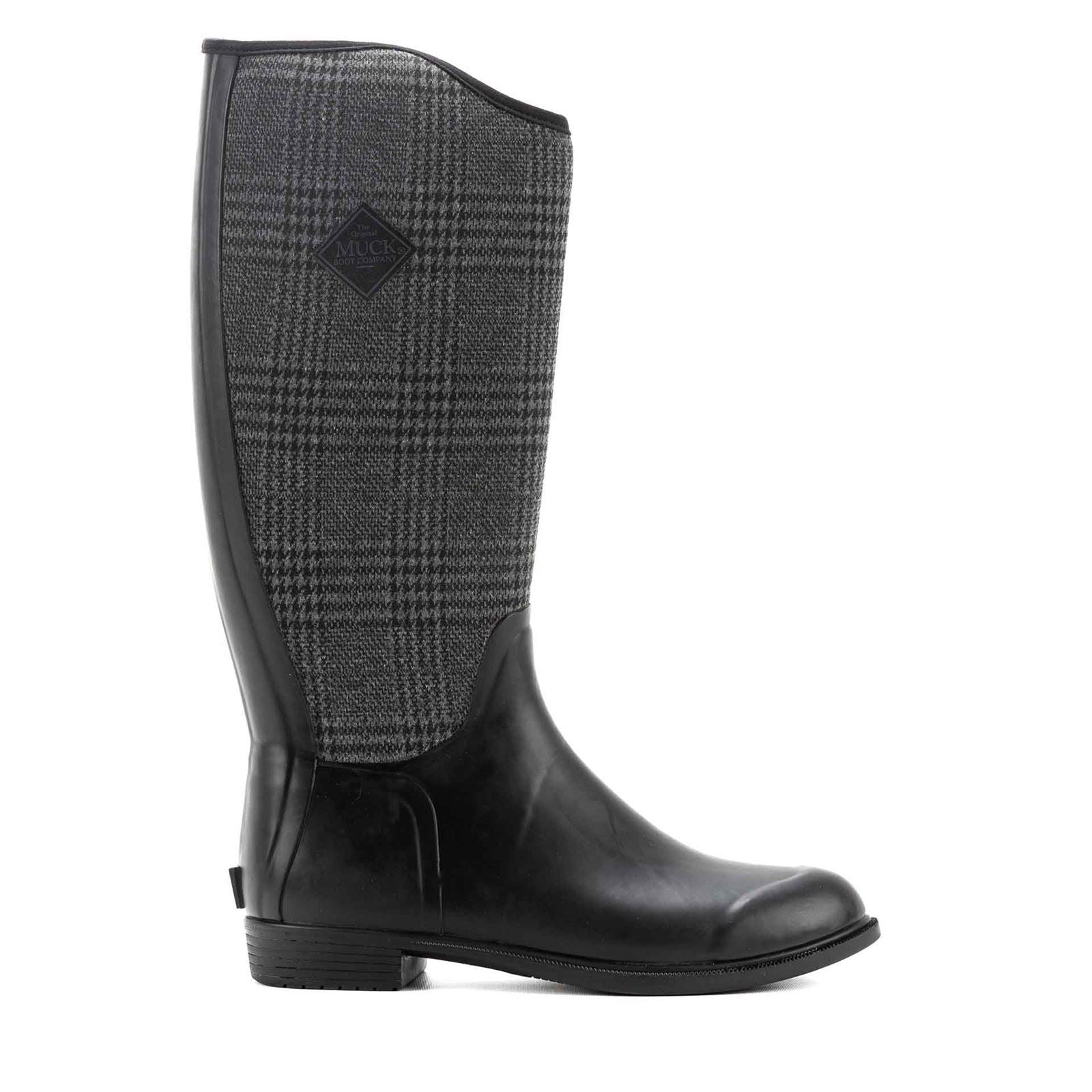 Muck Boots Derby Tall Rubber Women's Black/Plaid Winter Knee High Boots