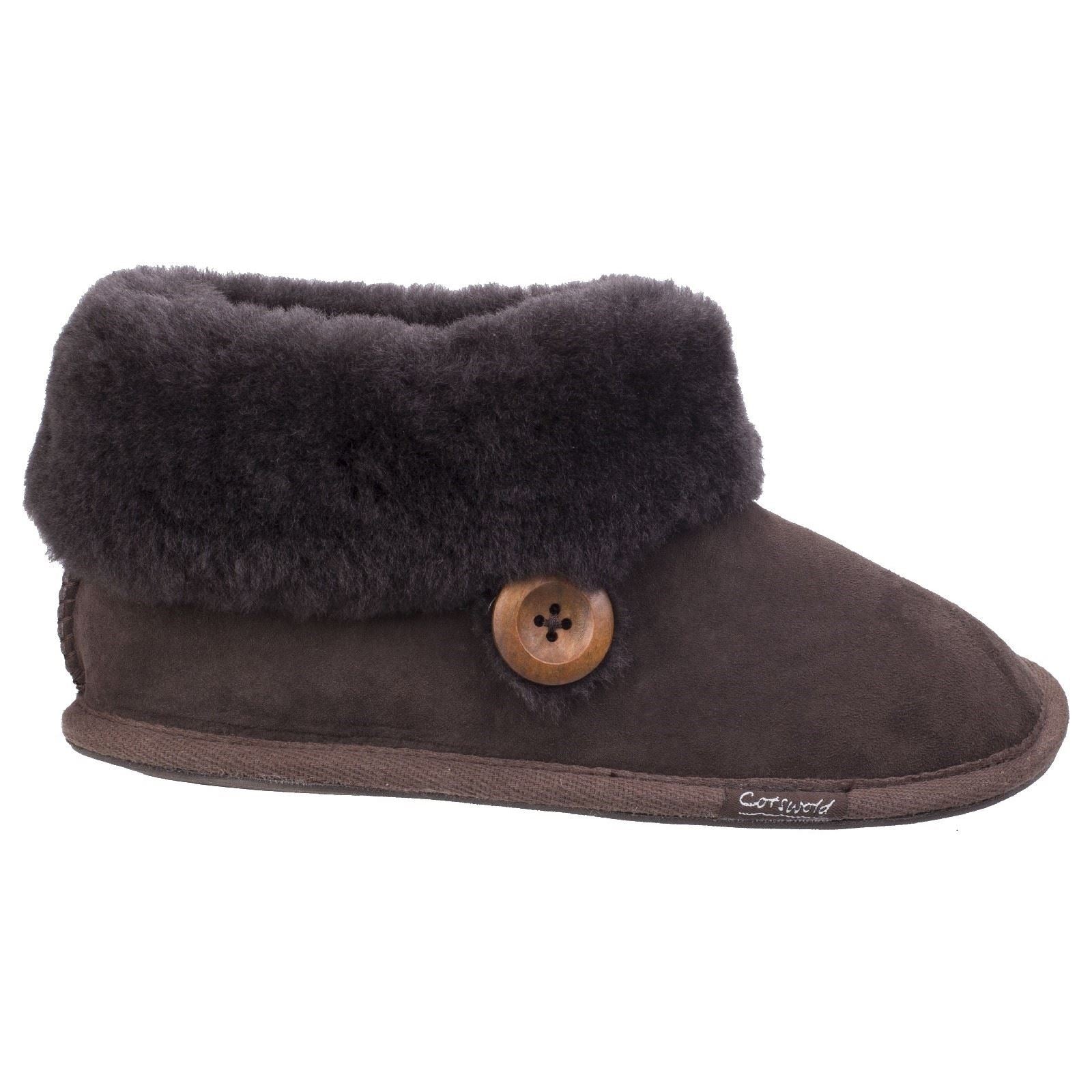 Cotswold Wotton Leather Women's Chocolate Slippers