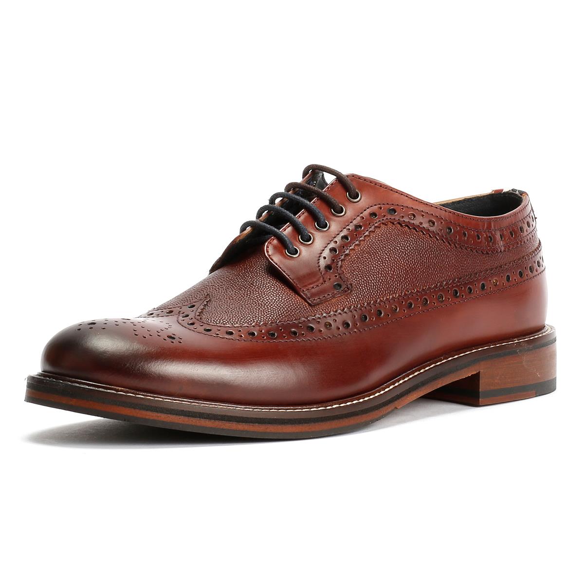 Ben Sherman Archie Brogue Leather Men's Burgundy Lace-Up Shoes