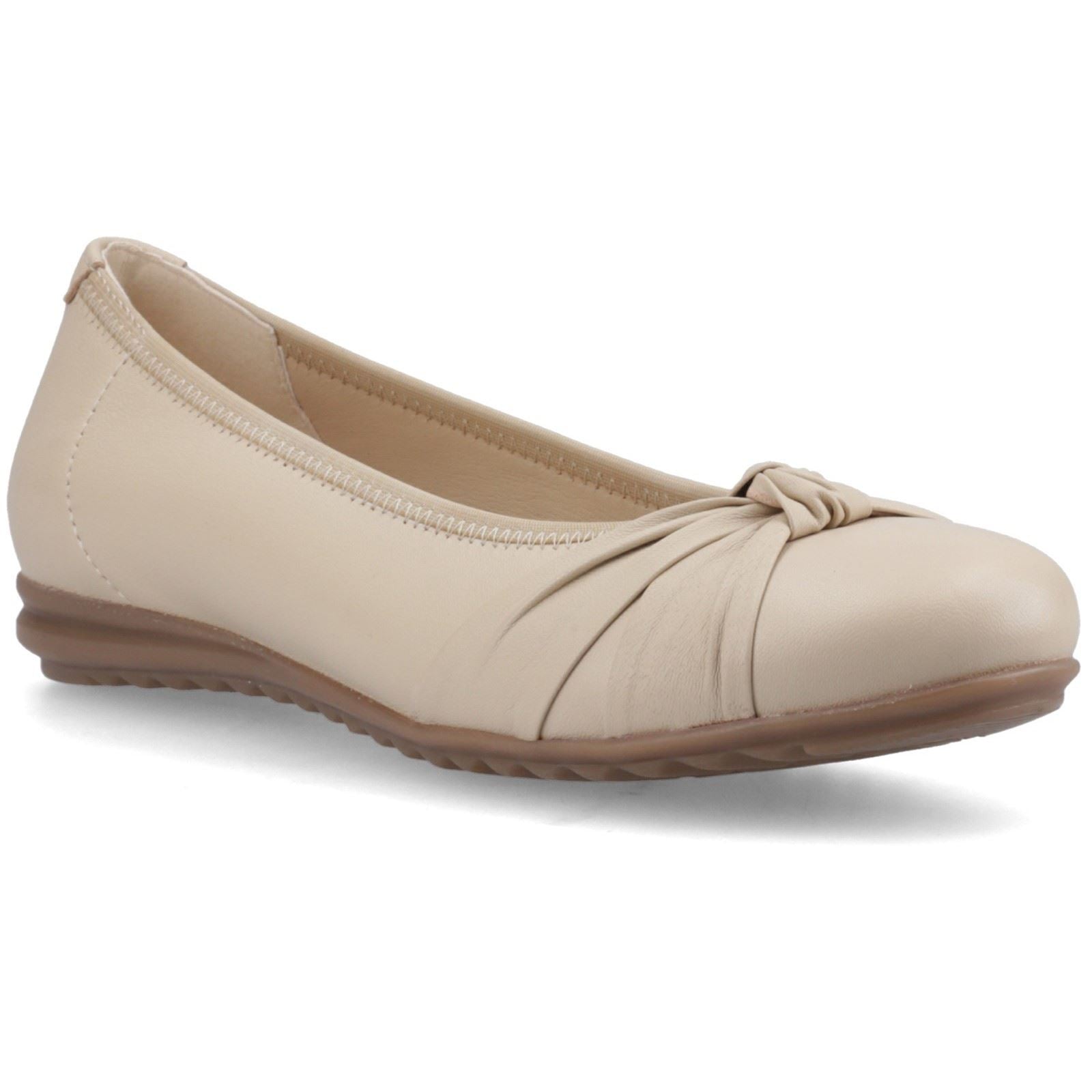 Hush Puppies Lilith Leather Women's Cream Standard Flats