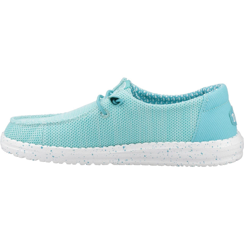 HEYDUDE Wendy Stretch Sox Synthetic Blend Women's Ceramic Blue Moccasins Shoes