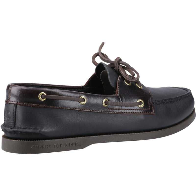 Sperry Authentic 2 Eye Leather Men's Amaretto/Black Boat Shoes