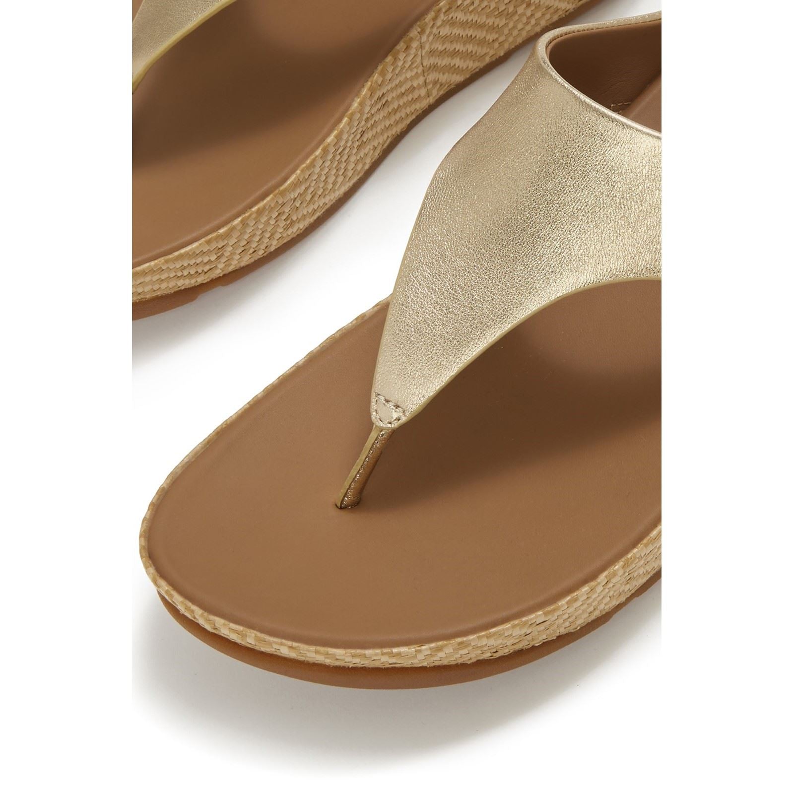 Fitflop Lulu Lux Graphic-Weave Toe-Post Leather Women's Platino Sandals