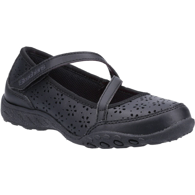 Skechers Breathe-Easy Playground Poppies Leather Girls's Black Shoes