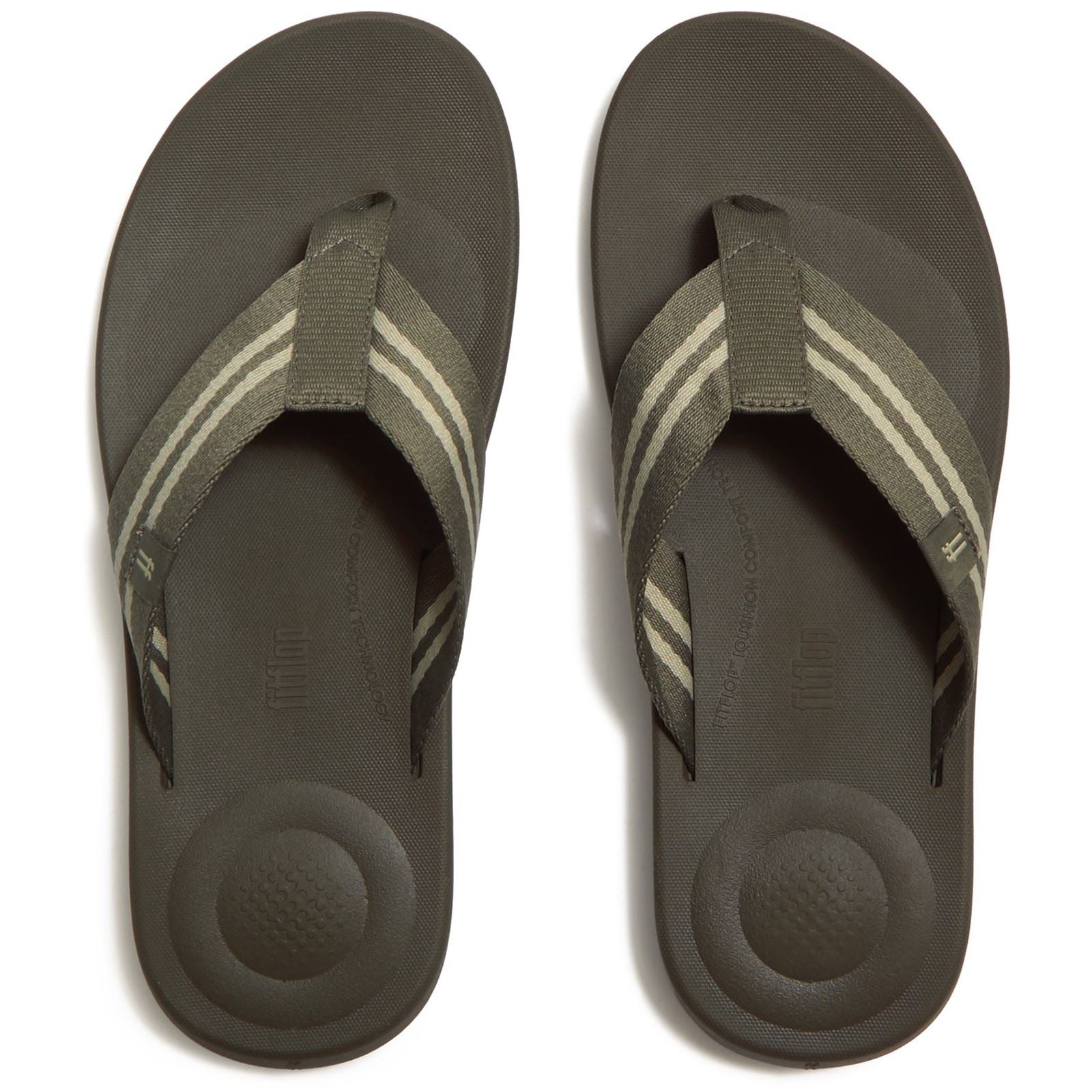 Fitflop iQushion Polyester Men's Deep Olive/Sage Green Flip Flops