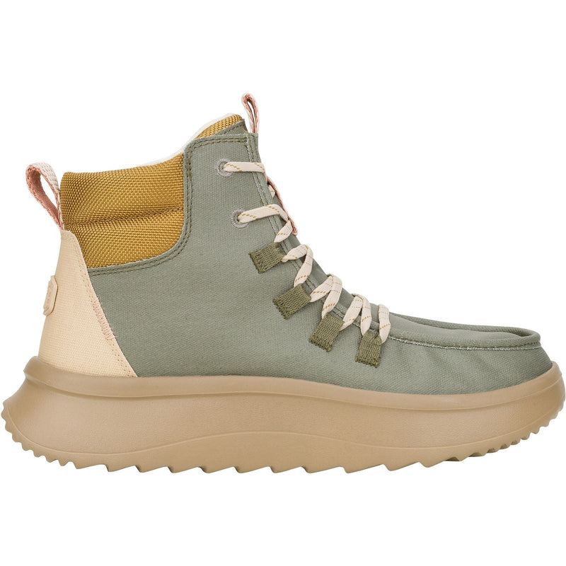 HEYDUDE Wendy Peak Apres PU Coated Canvas Women's Olive Boots