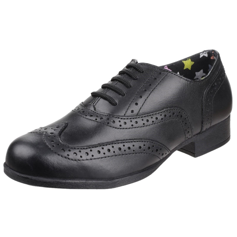 Hush Puppies Kada Junior Girls Black Leather Brogues