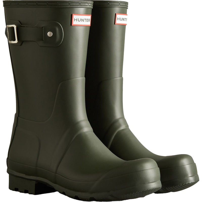 Hunter Original Short Wellington Boots Rubber Men's Dark Olive Wellington Boots