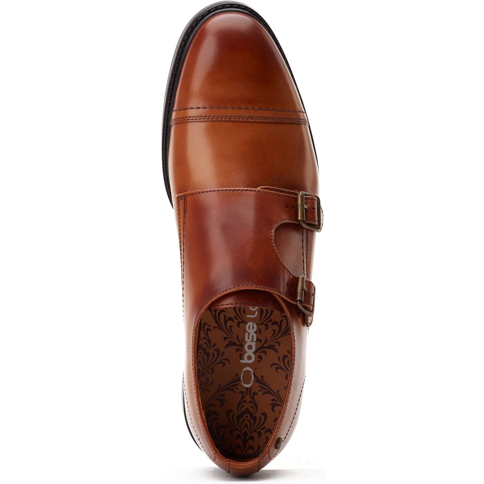 Base London Diablo Leather Men's Burnt Tan Double Monk Shoes
