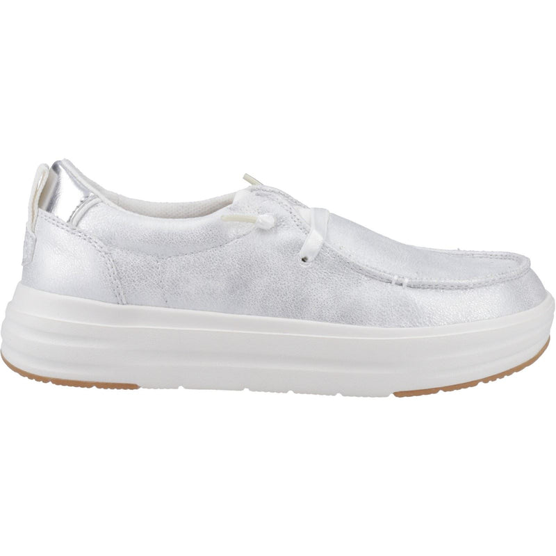 HEYDUDE Wendy Nova Shimmer Synthetic Women's Snow White Moccasins Shoes