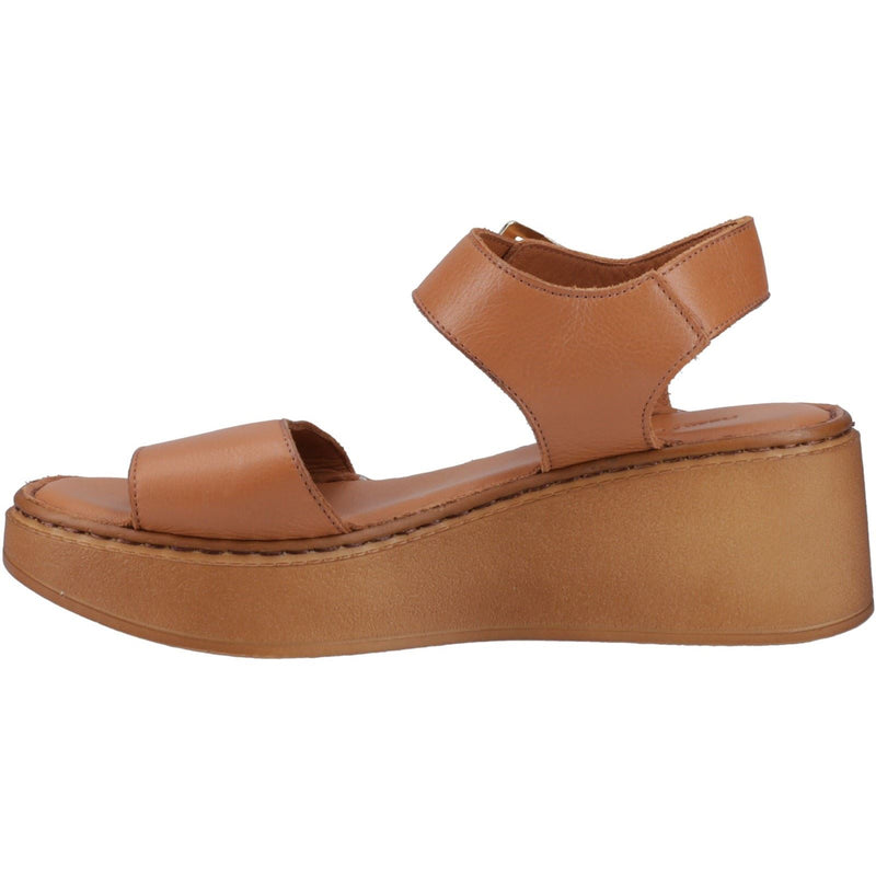 Hush Puppies Beatrix Wedge Leather Women's Tan Sandals
