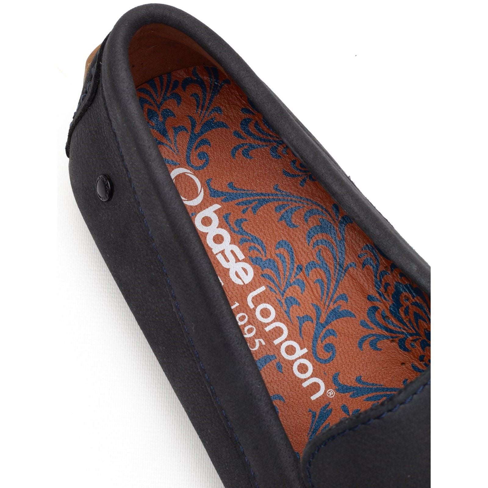 Base London Moss Driver Leather Men's Navy Loafers