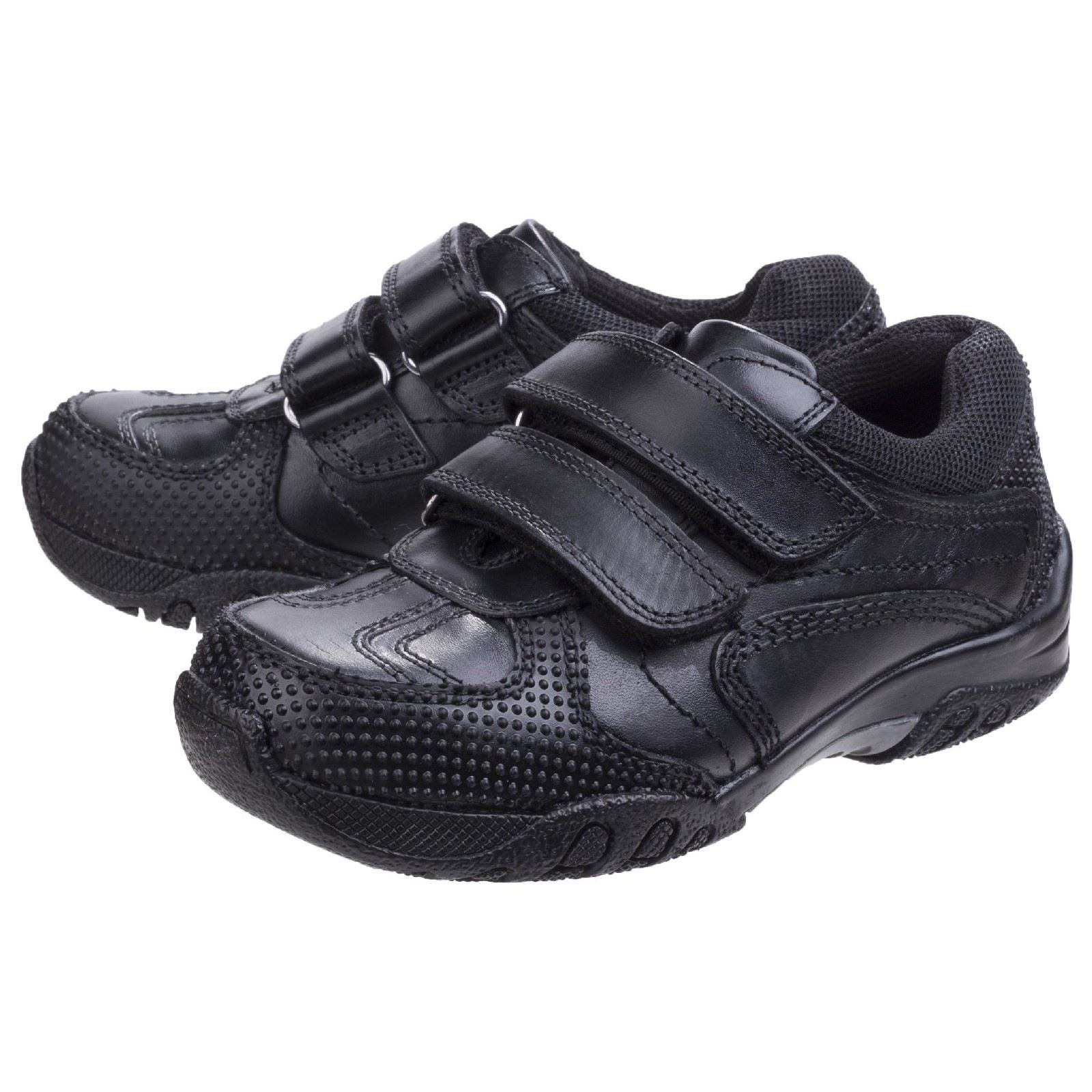Hush Puppies Jezza Youth Boys Black Leather Shoes