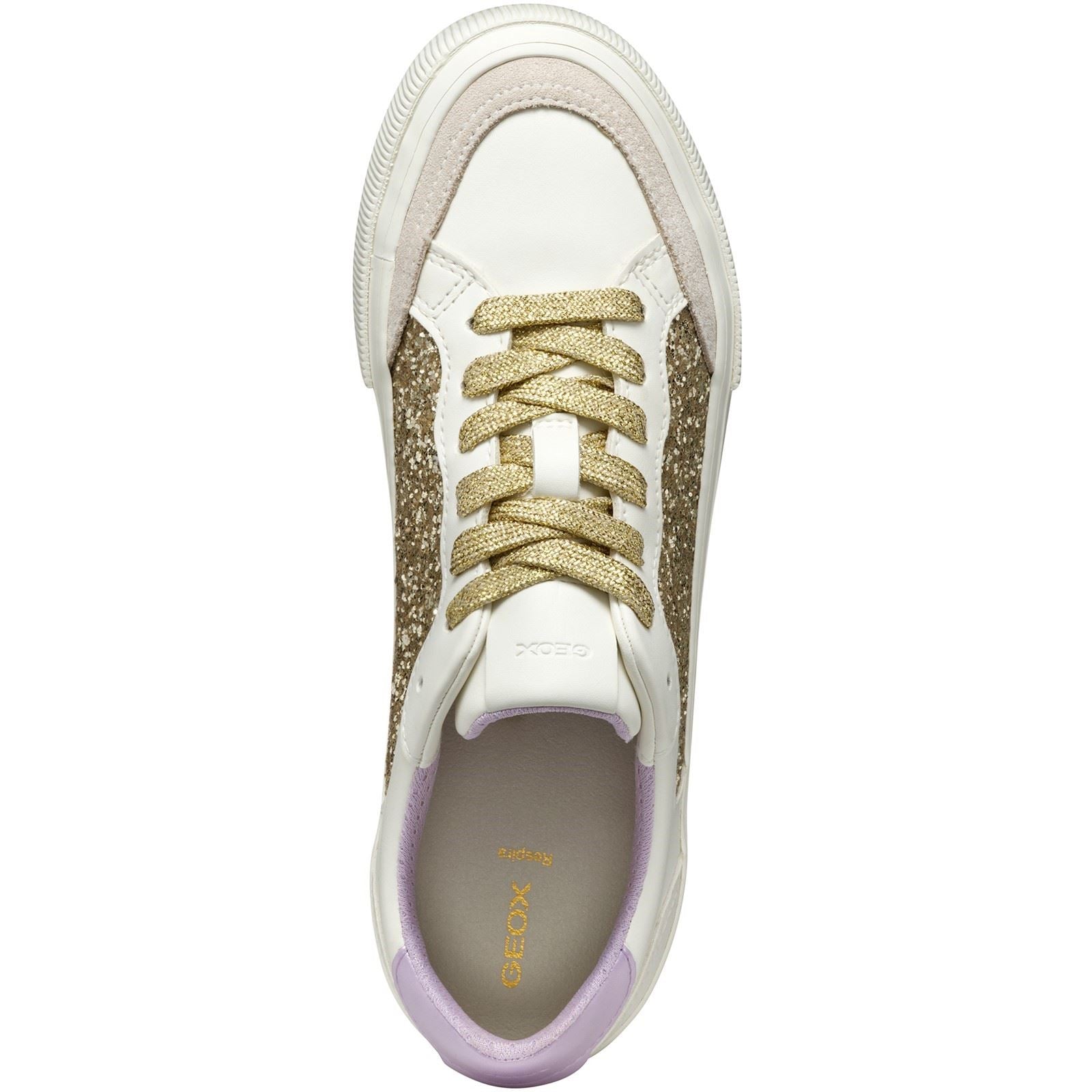 Geox D EMMELENY Women's Optic White/Light Gold Sneakers