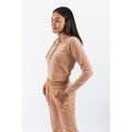 Juicy Couture Classic Velour Hoodie With Juicy Logo Synthetic Women's Beige Hooded Sweatshirt