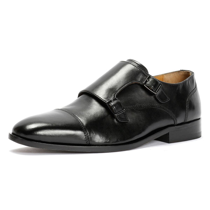 Chapman & Moore Toe Cap Monk Leather Men's Black Shoes