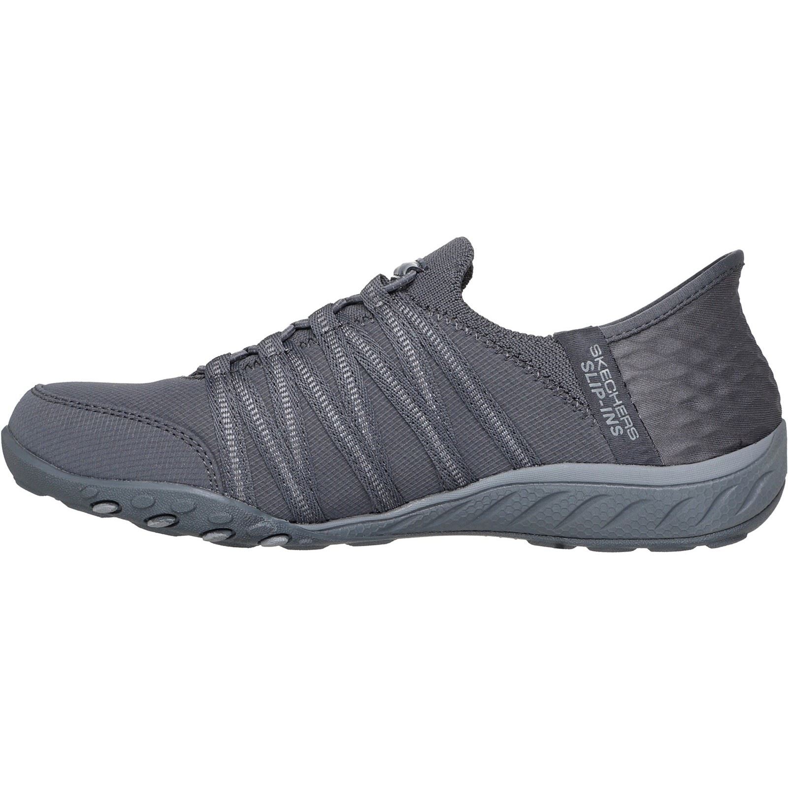 Skechers Breathe-Easy - Roll-With-Me Textile Women's Charcoal Sneakers