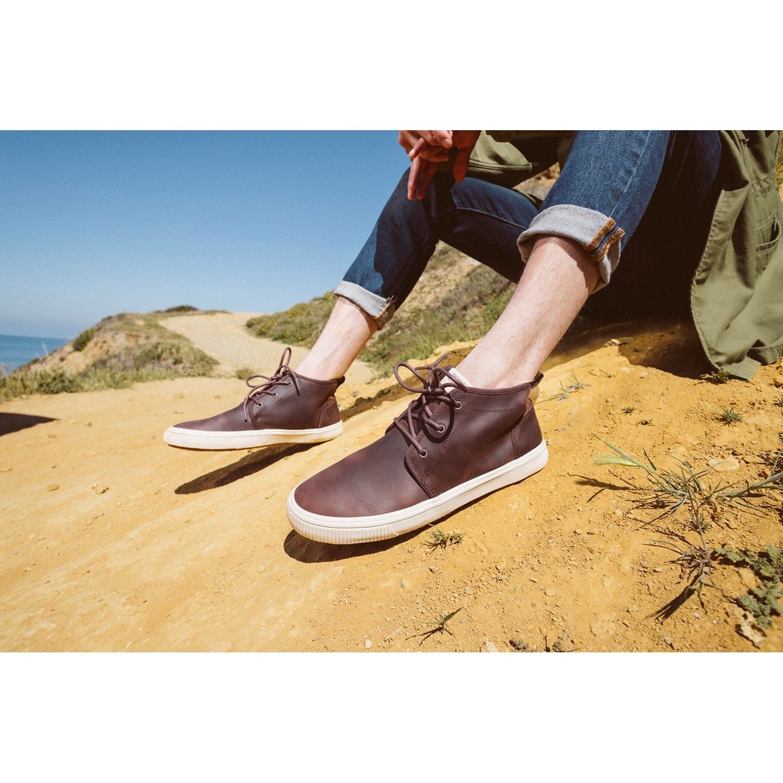 TOMS Carlo Mid Terrain Leather Men's Clover Brown Sneakers