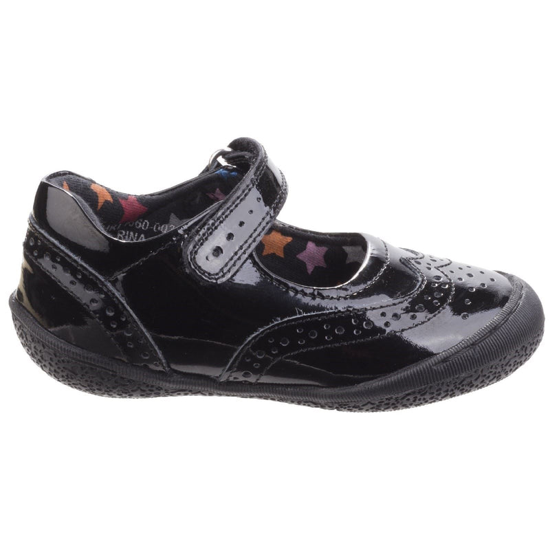 Hush Puppies Rina Junior Girls Black Patent Leather Shoes