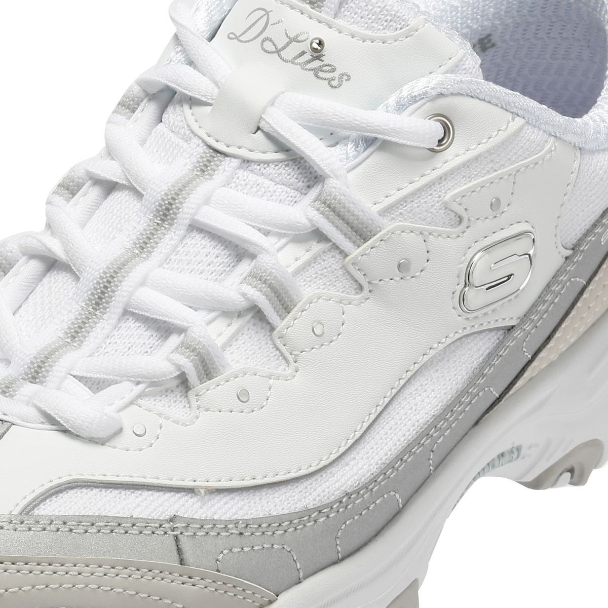 Skechers Slip-Ins D'Lites Smooth Women's Silver/White Sneakers